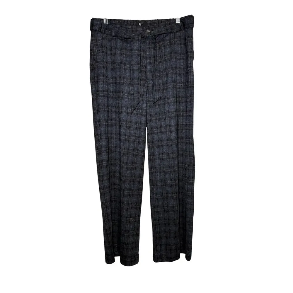 Kut from the Kloth plaid stretch pull on dress pants womens 12 preppy‎ office